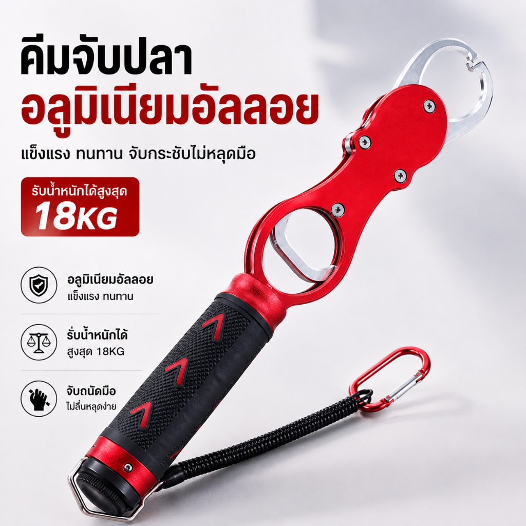 ที่จับปากปลา กริปเปอร์ตกปลา เครื่องชั่งปลา ที่คีบปลา พร้อมสายล็อก กรรไกรตัดสายเบ็ด ชุดอุปกรณ์ตกปลา