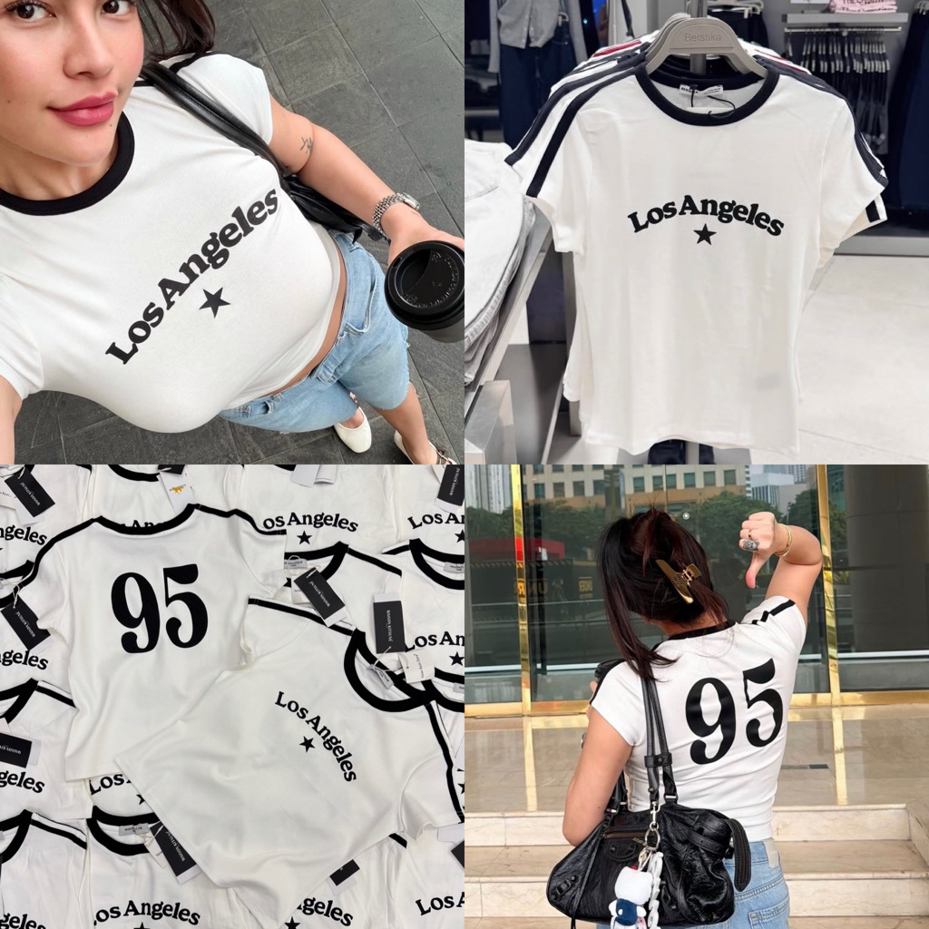 Los Angeles baby tee เสื้อยืดเบบี้ทีแขนสั้นคอลใหม่ ลายสกรีน หน้าหลัง น่ารักมากกก