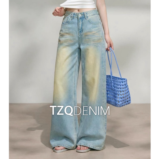 Alice อ่านก่อนสั่ง DENIM JEANS กางเกงยีนส์ขายาว สีฟอกเฟดสวย ทรงขากระบอกเต็มความยาว ไม่มีเข็มขัดแถมให้ค่ะ**