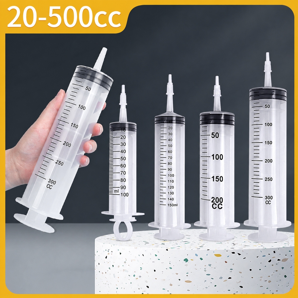 กระบอกฉีดยาขนาดใหญ่ ความจุ 60-500 มล. สำหรับดูดน้ำมัน ของเหลว และของเหลวต่างๆ ปั๊มดูดสุญญากาศ