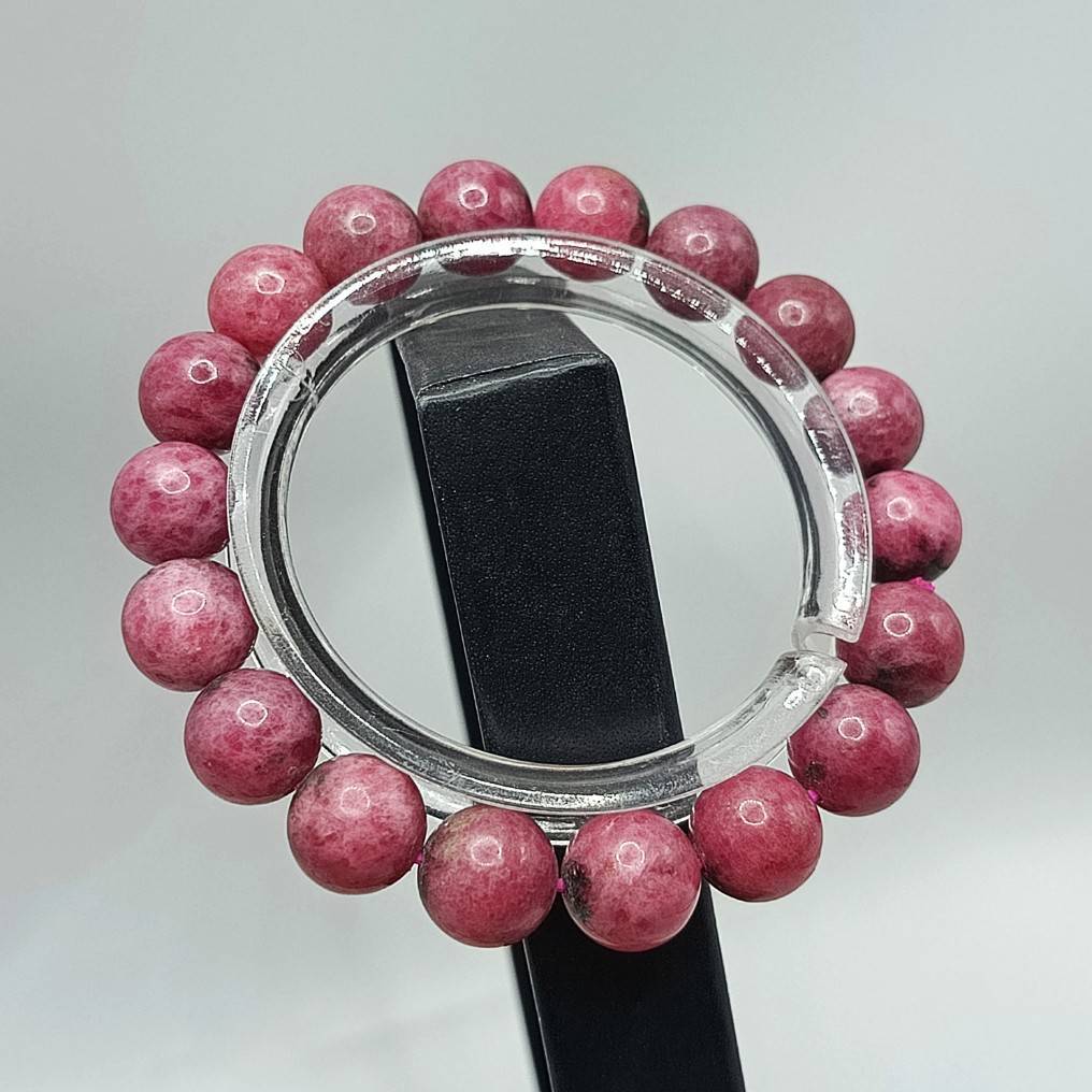 กำไลข้อมือ หินโรโดไนต์ Rhodonite  เสริมความรัก หินแท้ ธรรมชาติ