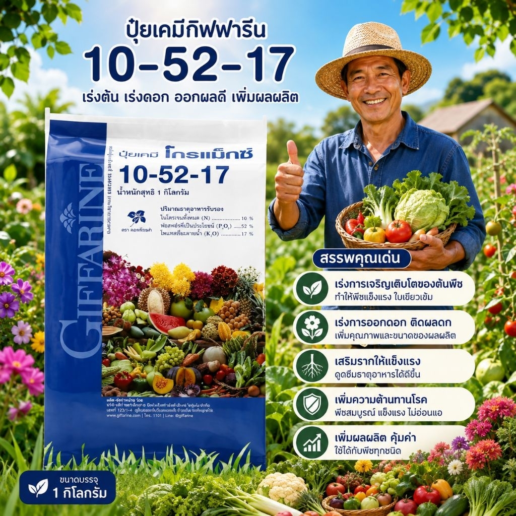 ปุ๋ยเกล็ดโกรแม็กซ์ สูตร 10-52-17