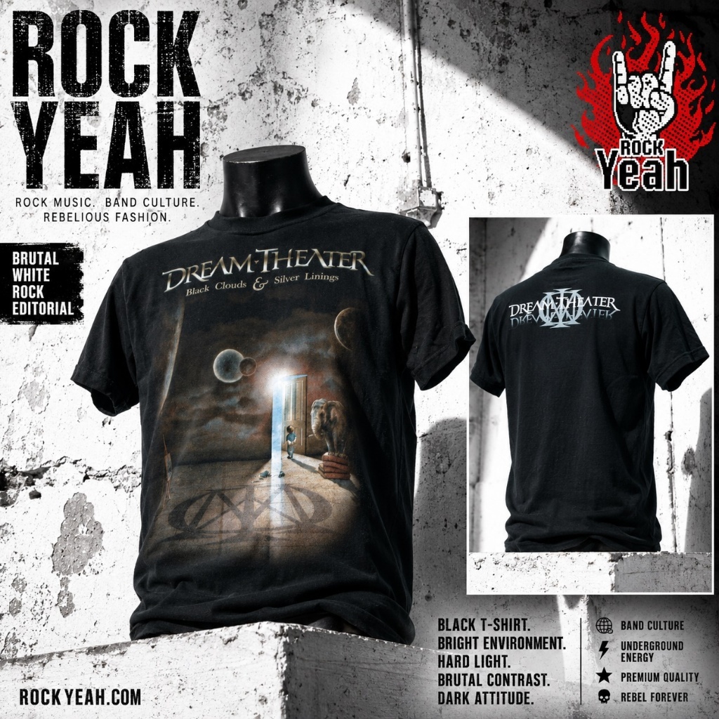 เสื้อวง Dream Theater ลาย Black Clouds & Silver Linings Album สีดำ DTR1151