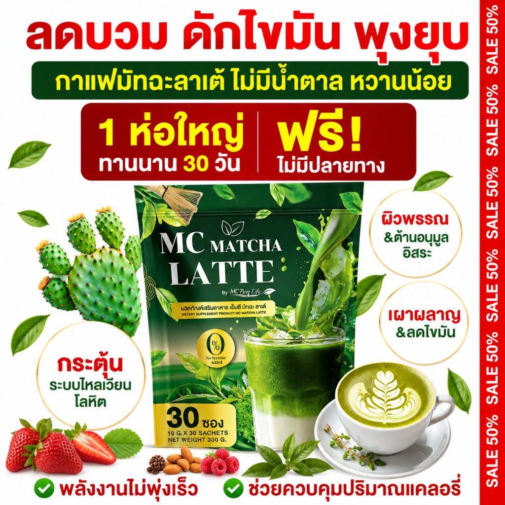 Mc Matcha ลาเต้ ❗จัดส่ง พรุ้งนี้ สูตรผงมัทฉะ คุมหิว ลดกินจุกจิก - Official Store MMC99_บริษัท ของแท้