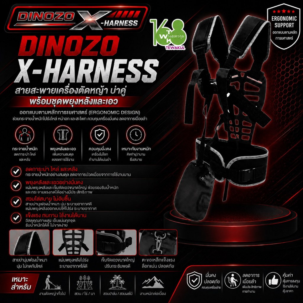 สายสะพายเครื่องตัดหญ้า DINOZO รุ่น X-Harness