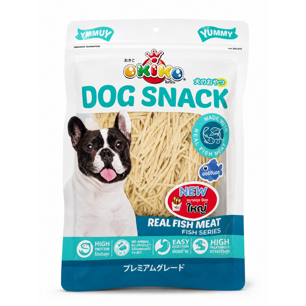 OKIKO Dog Snack Fish Snack Original Flavor ขนมสำหรับสุนัข รสปลา ขนาด 135 กรัม
