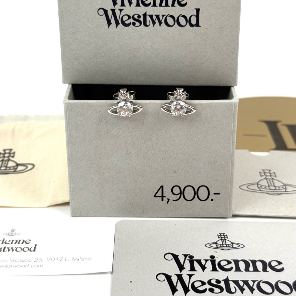 ต่างหู Vivienne Westwood Reina Earrings 62010070-P102 สี Silver ของแท้ 100%