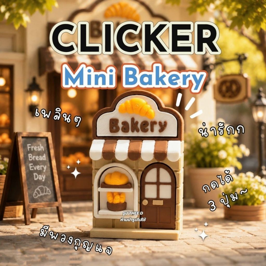 THEE D ของเล่น Fidget Clicker รุ่น Mini Bakery กดสนุก น่ารัก ห้อยพวงกุญแจ