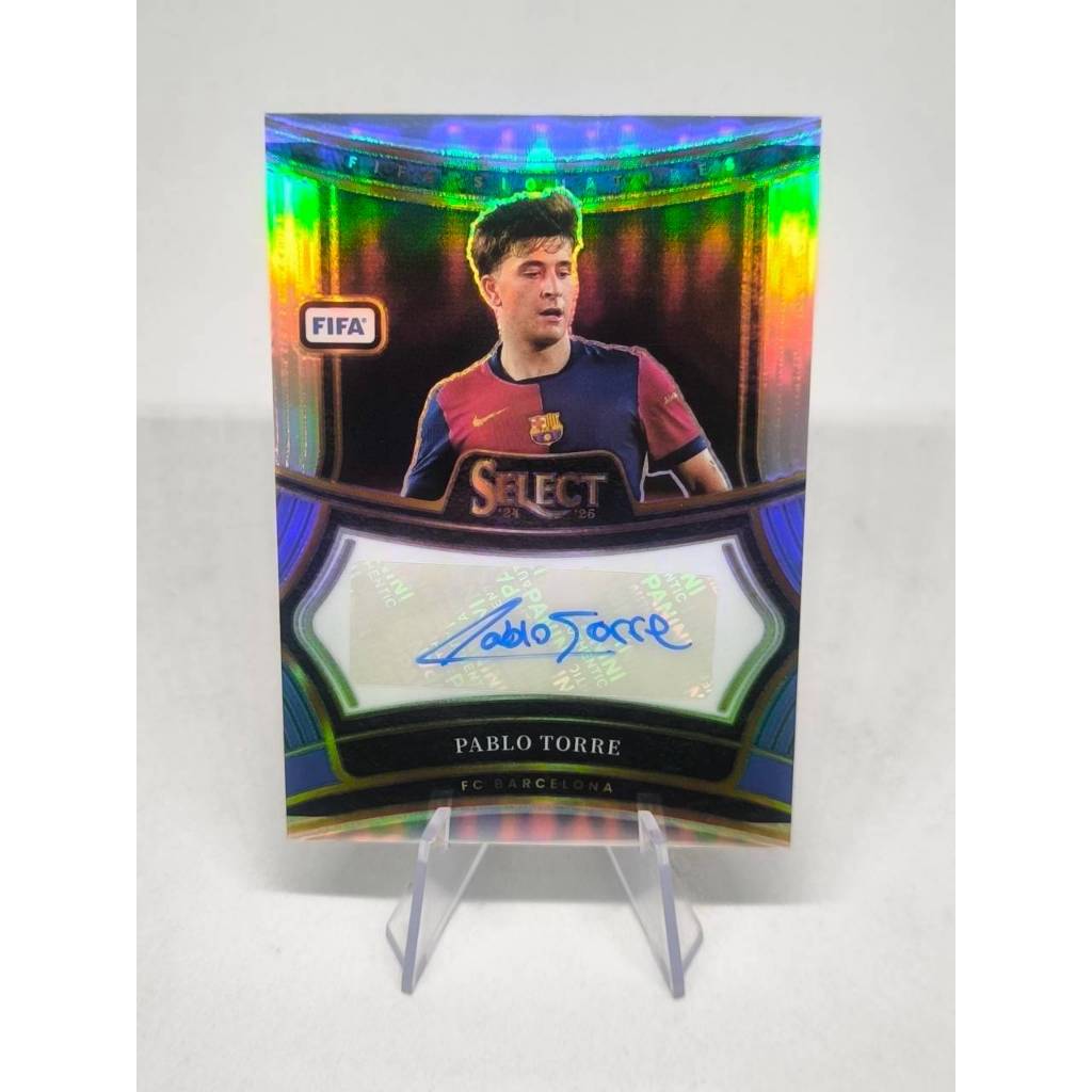 การ์ดลายเซ็นนักฟุตบอล Panini Select FIFA Barcelona Pablo Torre Auto Silver Prizm 2024-25
