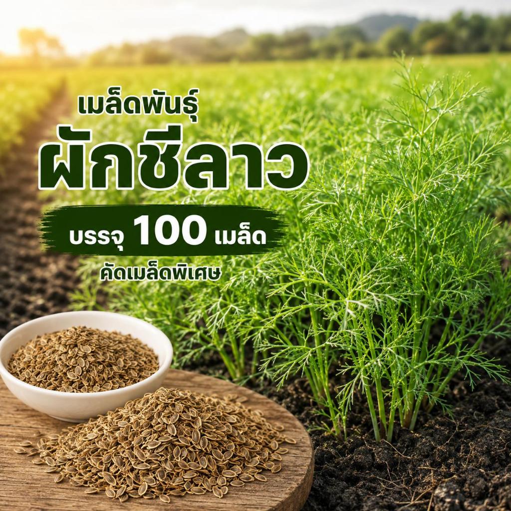 เมล็ดพันธ์ุผักชีลาว ผักชีหอม ซองละ 100 เมล็ด