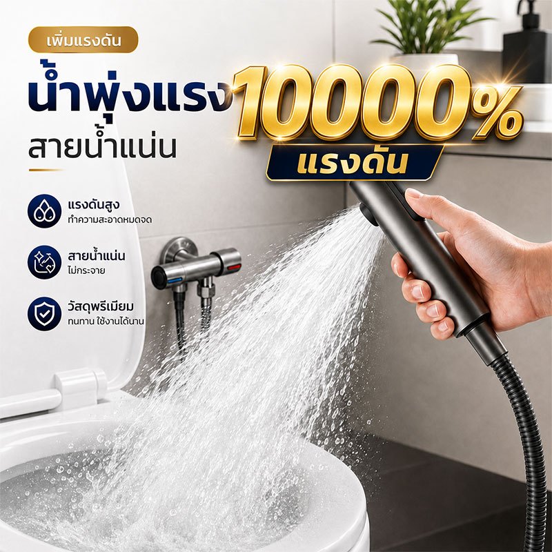 【เพิ่มความดัน 10000%】ที่ฉีดชำระ ชุดหัวฉีดชำระ ABS ติดตั้งง่ายสามารถทำเองได้ แรงดันน้ำสูง แข็งแรง ทนทาน KELVIO