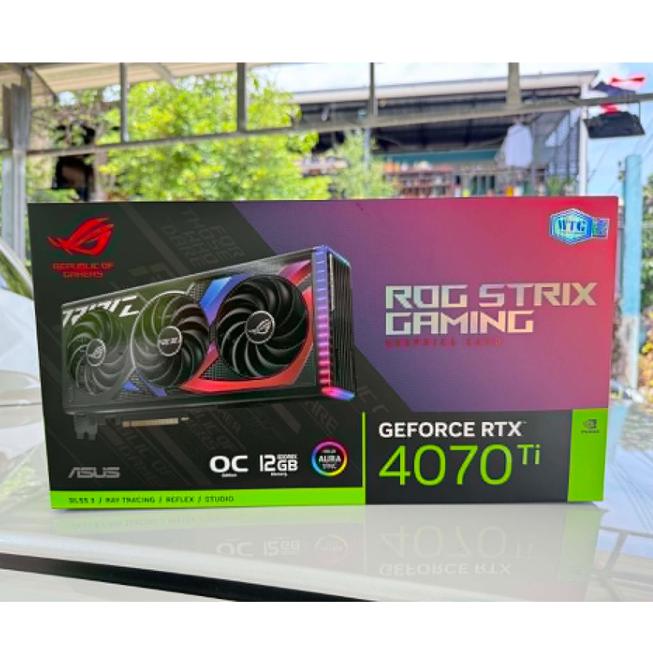 RTX 4070 TI - ASUS ROG STRIX OC 12GB GDDR6X พึ่งซื้อ การ์ดจอมือสอง พึ่งซื้อ ลงทะเบียน 4ปีแล้ว ประกัน
