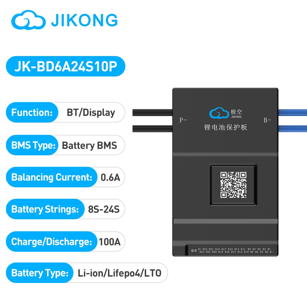 JIKONG JKBMS Active Balance 0.6A 8S-24S 24V-72V 100A บอร์ดป้องกันแบตเตอรี่ลิเธียม Li-ion LiFePO₄ LTO ระบบจัดเก็บพลังงาน