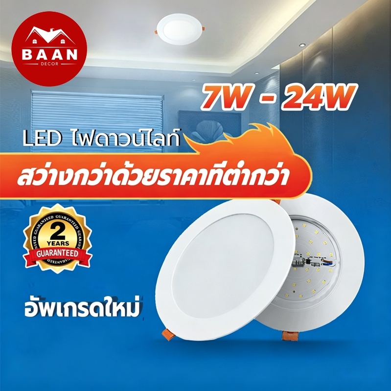 Baan โคมไฟดาวไลท์ติดลอย LED นีโอเอ็กซ์ แสงขาว แสงวอร์ม มีขนาด 7W 10W 20W 24W มีทรงกลม และ ทรงเหลี่ยม สีขาว สีดำ