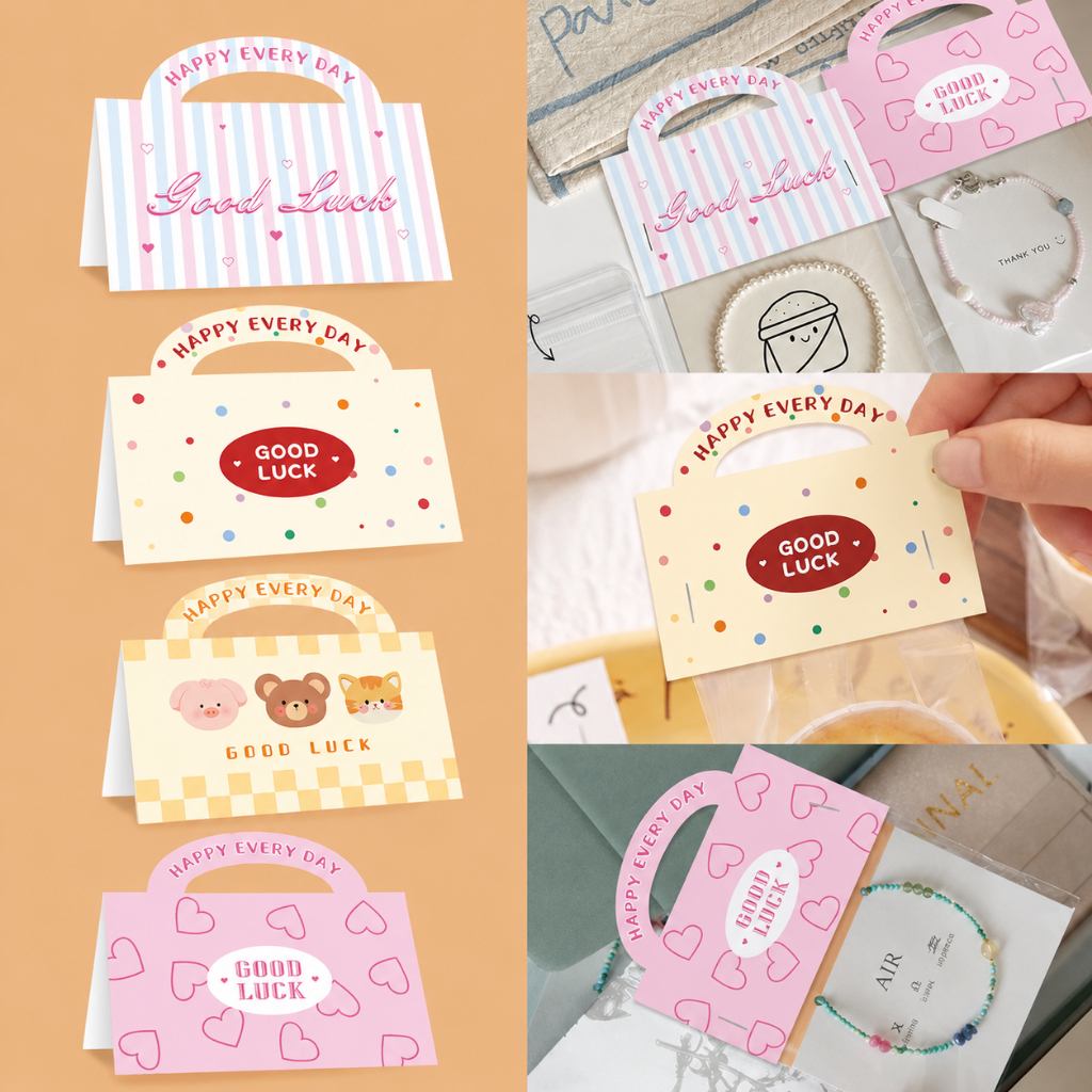 (พร้อมส่ง) หัวกระดาษติดถุง ป้ายกระดาษ กระดาษ 50 แผ่น