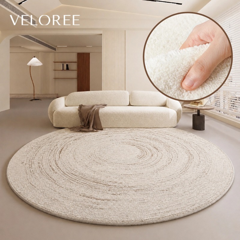 VELOREE พรมวงกลม พรมปูพื้นห้องรับแขก มินิมอล หนานุ่ม พรมขนสั้น พรมปูพื้นห้องนอน 120/160 ซม.