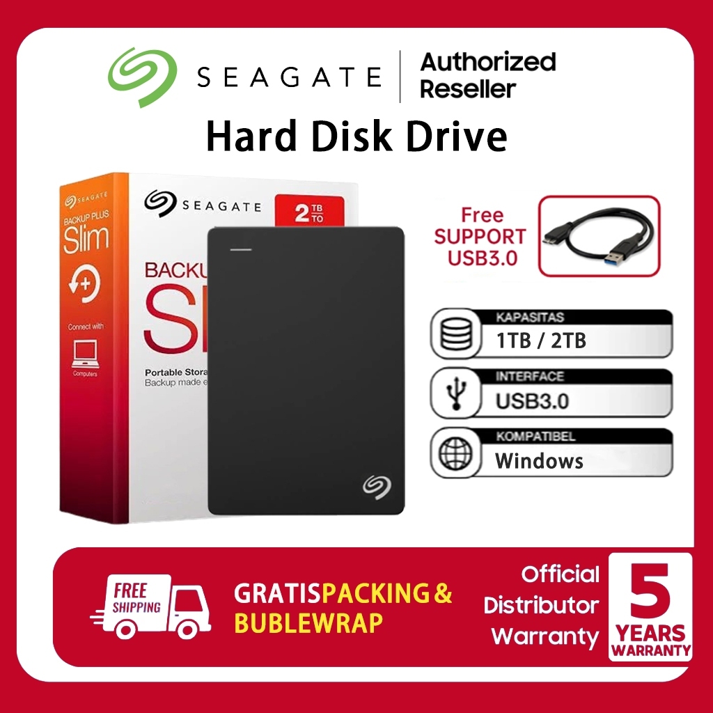 Seagate 1TB/2TB External Hard Disk Drive USB 3.0 Slim Portable ฮาร์ดดิสพกพา External HDD Hard Drive 