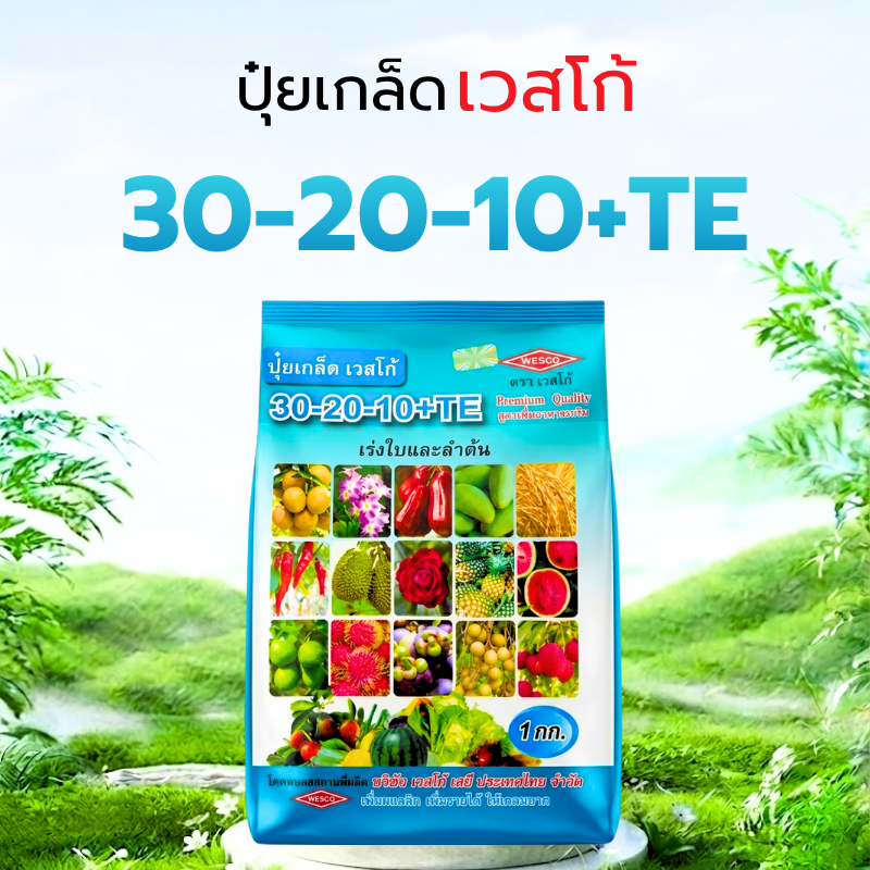 ปุ๋ยเกล็ด เวสโก้ WESCO สูตร 30-20-10+TE ขนาด 1 กก.