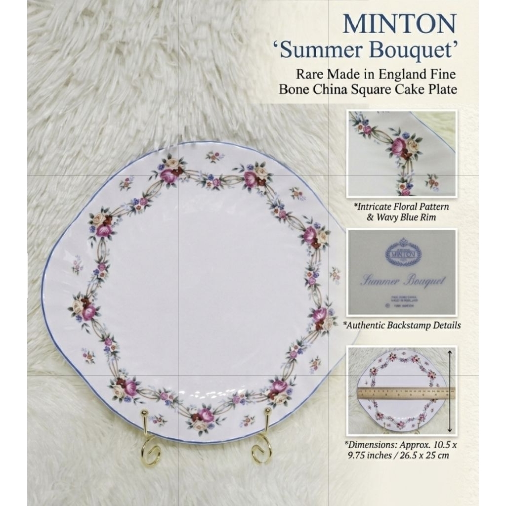 [ไม่ผ่านการใช้งาน] Rare item! จานเสิร์ฟ MINTON "Summer Bouquet" Fine Bone China Made in England