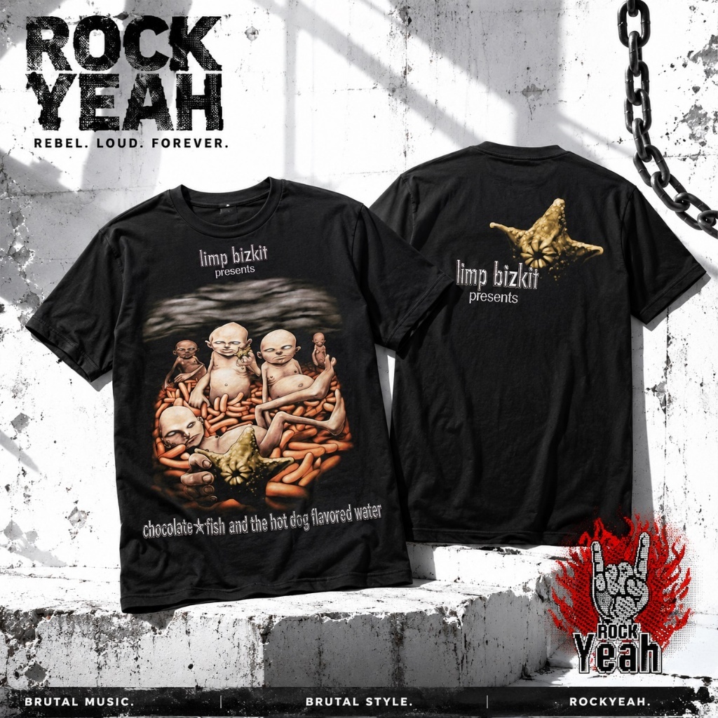 เสื้อวง LIMP BIZKIT ลาย อัลบั้ม Chocolate Starfish ยอดนิยม Album Art Shirt สีดำ LBT1809