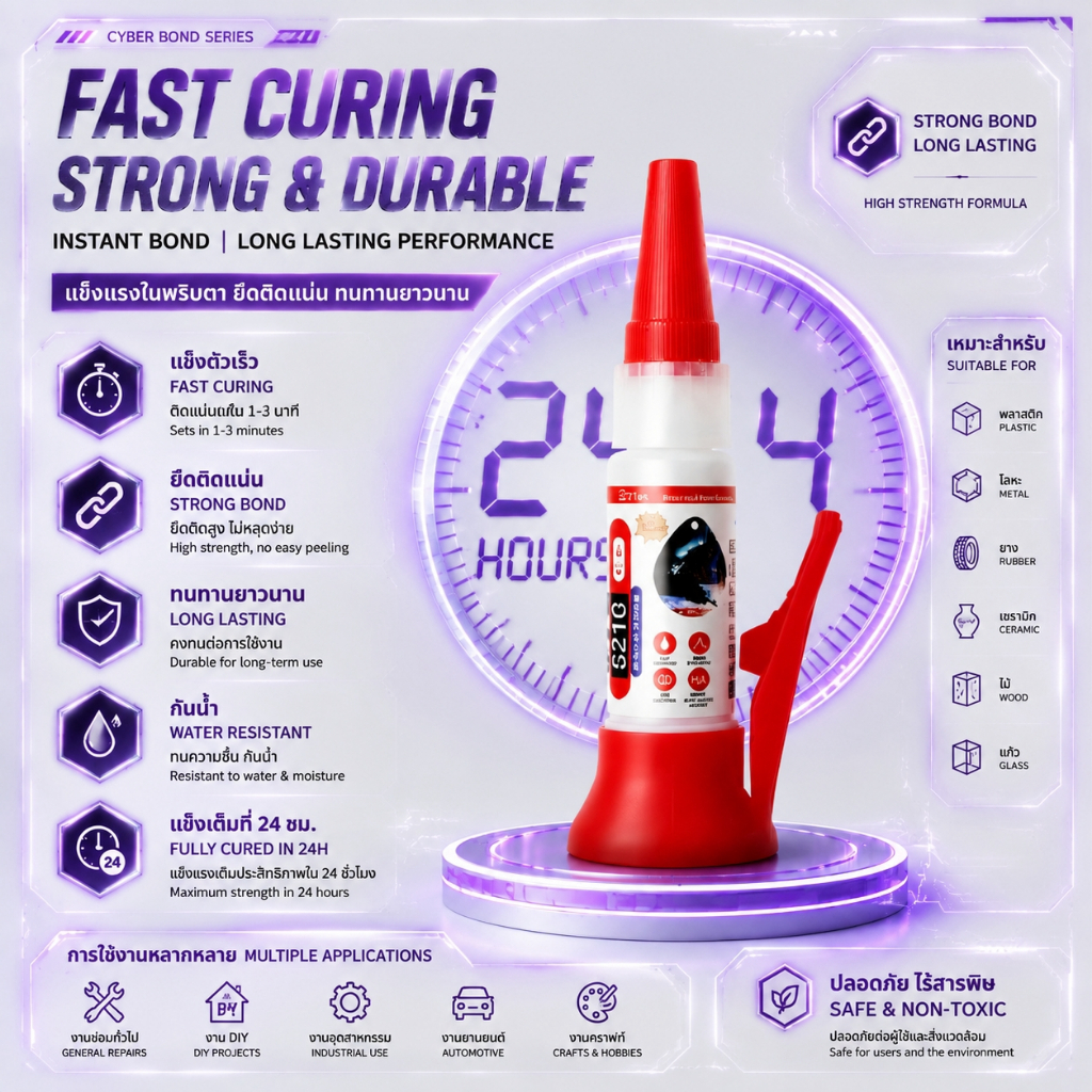 🧪 กาวอเนกประสงค์พลังยึดติดสูง (Universal Super Glue) แห้งไว ติดแน่น ไม่ทิ้งคราบขาว 💧