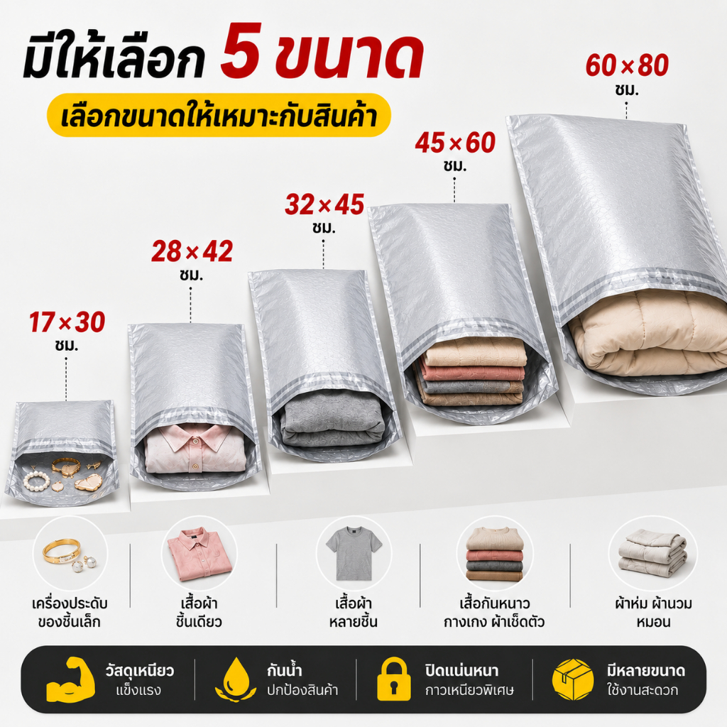 ถุงแพ็คของสีดำ Premium กันน้ำ หนาพิเศษ ไม่ขาดง่าย