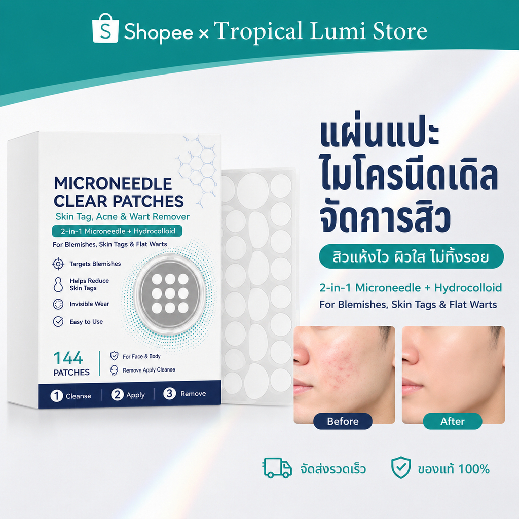 AMZ แผ่นเข็มแปะหัวสิว กรดซาลิไซลิก ไมโครนีดเดิล ดูดสิว สิวยุบ ช่วยลดอาการอักเสบให้ยุบไว Microneedle Acne Patch