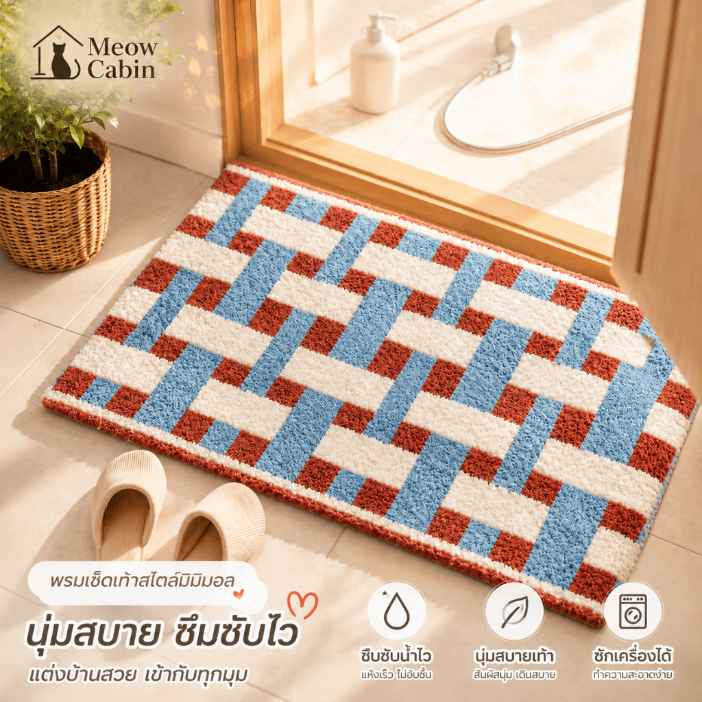 ส่งไวจากไทย🏠 พรมขนแกะ 40x60 ซม พรมปูพื้น พรมเช็ดเท้า ซับน้ำได้ดี มีกันลื่น