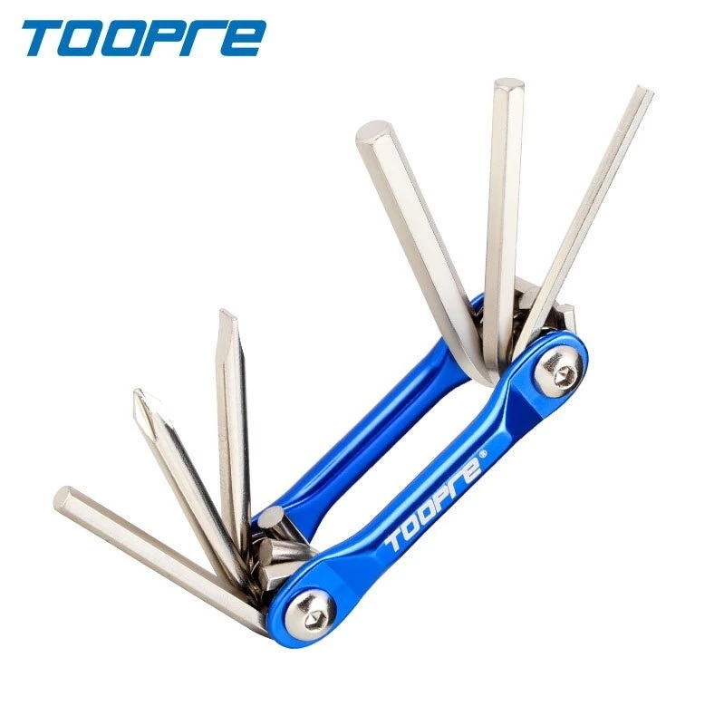 TOOPRE TL-833 ชุดประแจหกเหลี่ยมพับ 6 ฟังก์ชัน H3 H4 H5 H6 ไขควงแบน แฉก พกพา