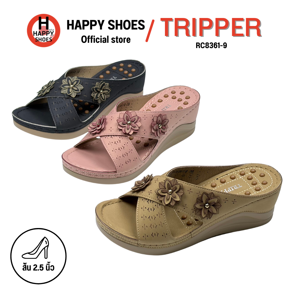 TRIPPER ทริปเปอร์ RC8361-9 รองเท้าสวม สำหรับผู้หญิง ไซส์ 35-40 ส้น 2.5 นิ้ว หนังนุ่ม สวมใส่สบายเท้า