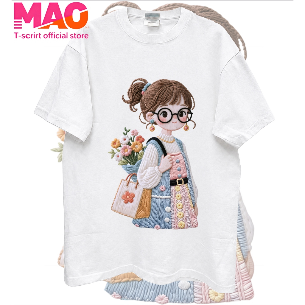 COD (จัดส่งในกรุงเทพฯ) MAO Shop เสื้อยืดผู้หญิงโอเวอร์ไซซ์ พิมพ์ลายกราฟิก สไตล์วินเทจเกาหลี ผ้านุ่มใส่สบาย ฤดูร้อน@2