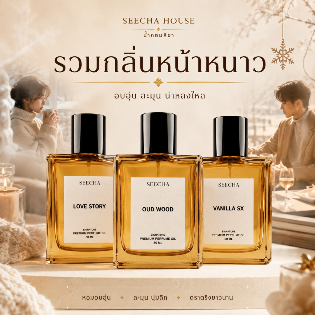 ซื้อ 2 ฟรี 1 รวมกลิ่นหน้าหนาว น้ำหอมสีชา Seecha Oil Perfume ออยล์น้ำหอม ขนาด 50ml