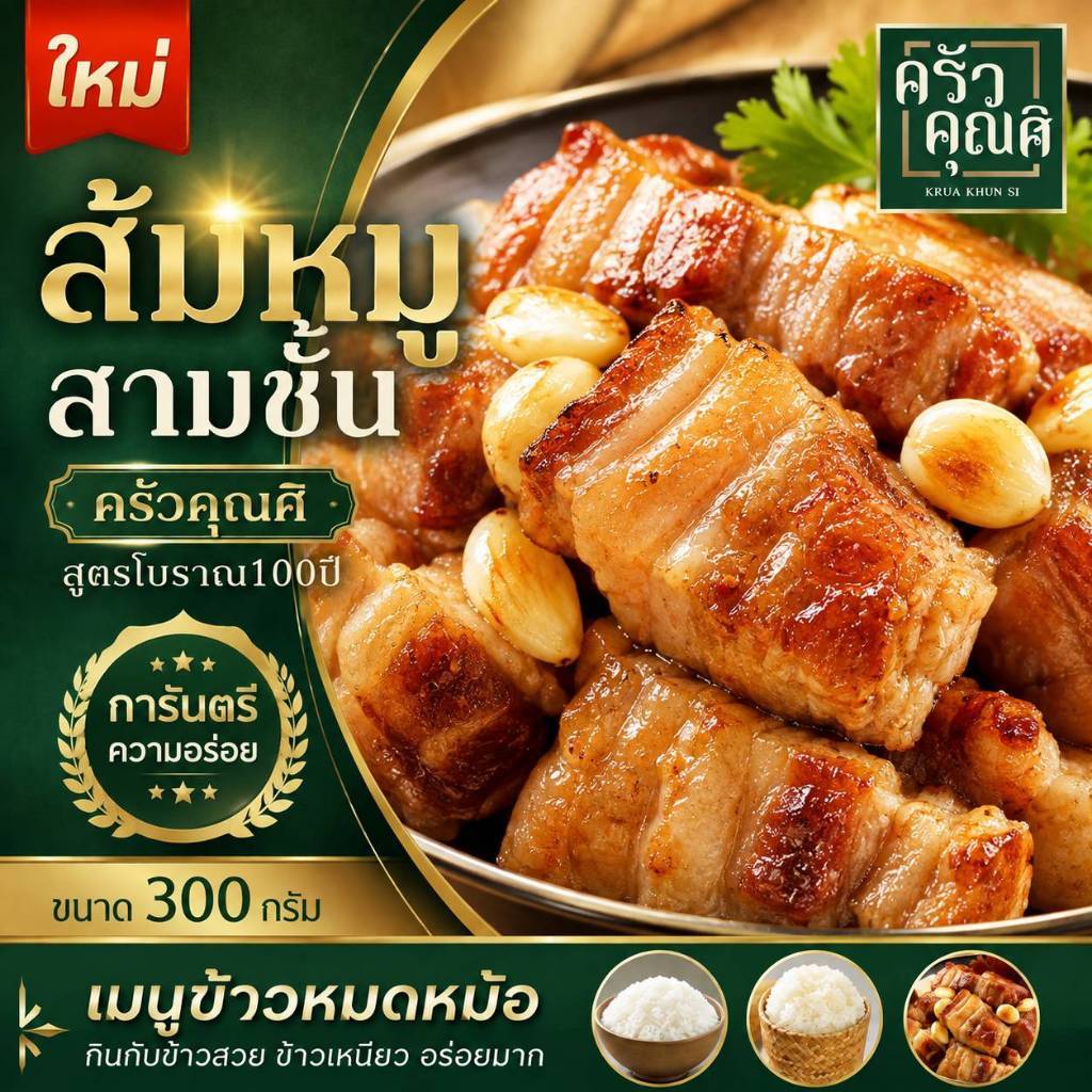 ใหม่ ส้มหมูสามชั้น ครัวคุณศิ ขนาด300กรัม เพิ่มพริกกระเทียมไปให้ เนื้อหมูสามชั้นเน้นๆ อร่อยฉ่ำ ทำสดใหม่ทุกวัน