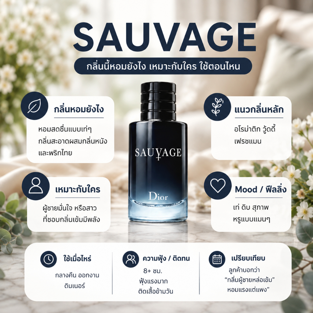 [sauvage เซอวาส] เหมาะกับผู้ชายมั่นใจ หรือผู้หญิงที่ชอบกลิ่นเข้มมีพลัง seecha น้ำหอมสีชา ขนาด50ml.