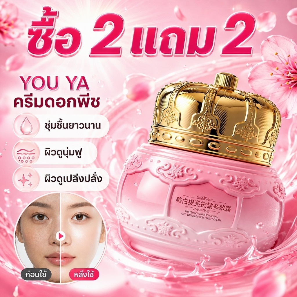 ซื้อ 2 แถม 2 Yuya ครีมดอกพีช Brightening Cream บำรุงผิวหน้า เติมความชุ่มชื้น ผิวดูกระจ่างใส ช่วยดูแลริ้วรอยและจุดด่างดำ