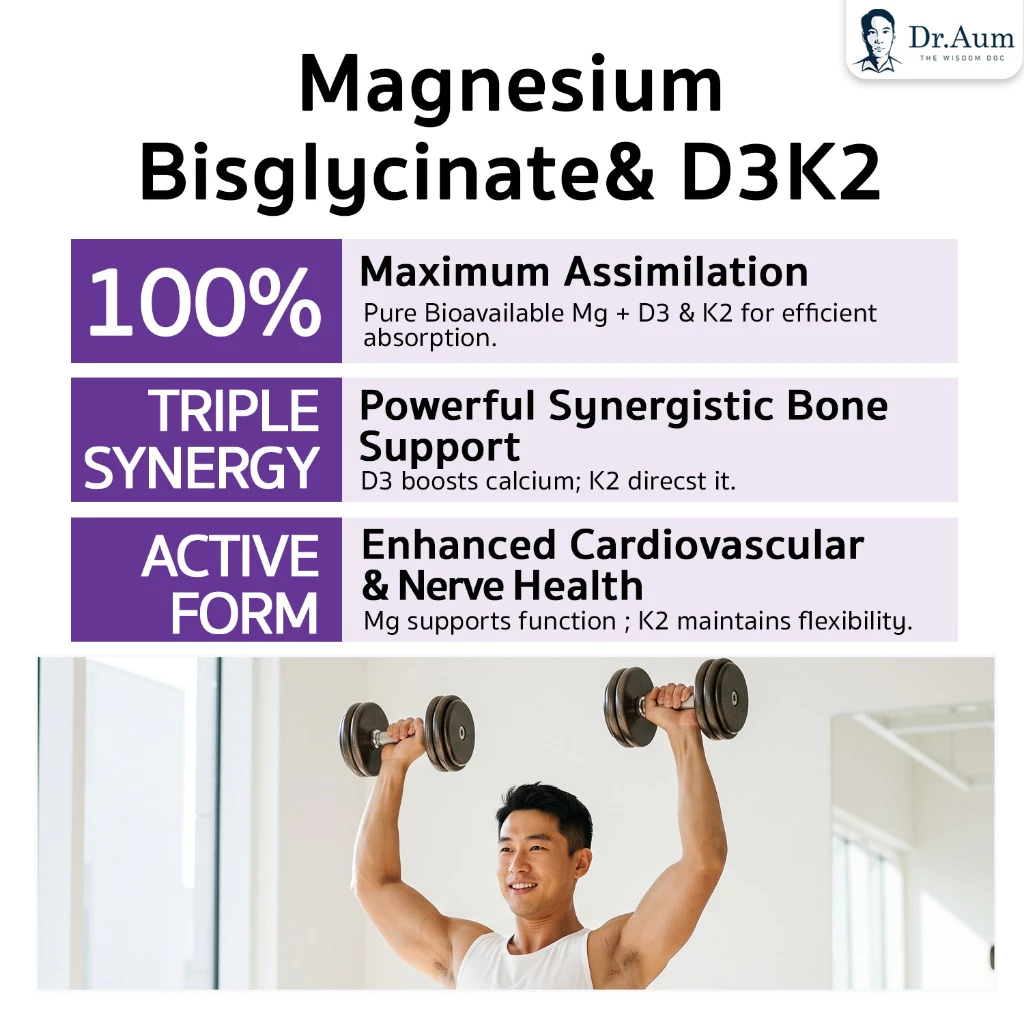 Dr.Aum แม็กนีเซียม ไกลซิเนท 30 แคปซูล พลัส วิตามินดี 3 วิตามิน เค 2 Magnesium Glycinate Plus Vitamin D3, K2 (ตรา ด็อกเตอ thumbnail 8