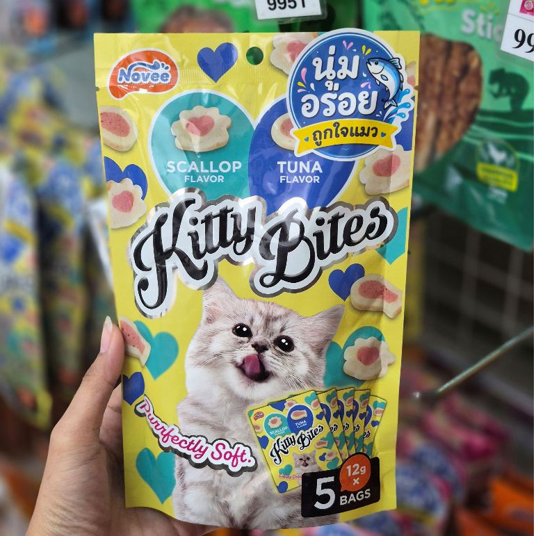 Novee سكاكر قطط Kitty Bites تونة وإسكالوب 12 غ × 5 — صورة 7