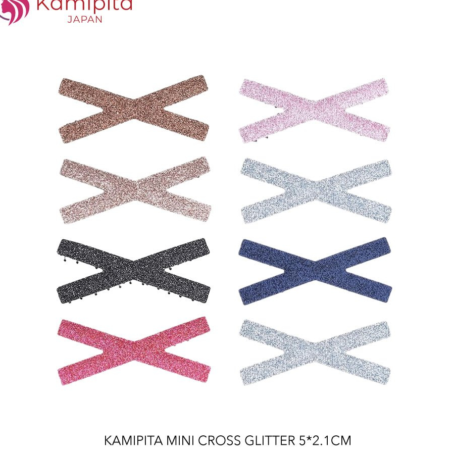 KAMIPITA แผ่นติดผมไม่เป็นรอย ติดแน่น รุ่น MINI CROSS GLITTER 5*2.1 CM กิ๊บติดผมญี่ปุ่น ไม่เป็นรอย ไม่กินผม