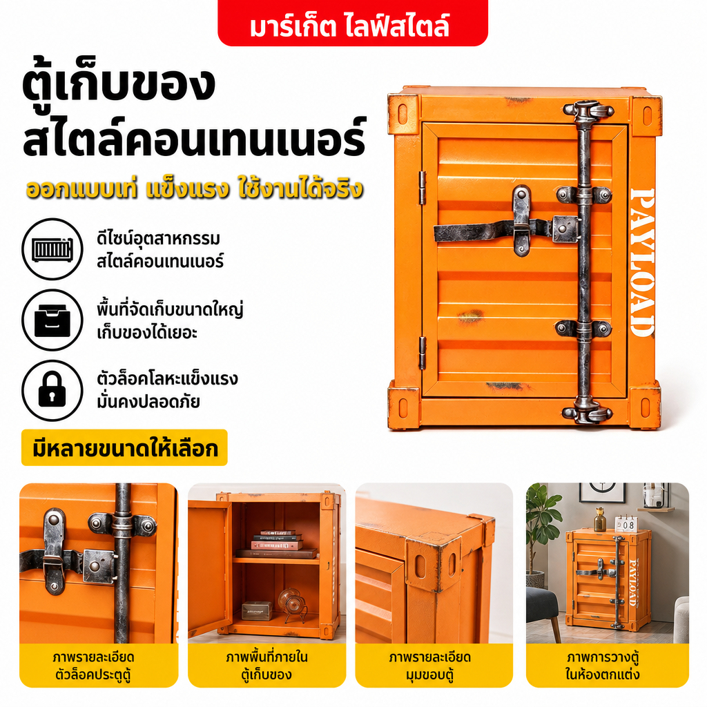 ตู้คอนเทนเนอร์ ตู้โลหะ ตู้เก็บของ โต๊ะข้างเตียง ตู้เก็บของโลหะ ตู้เหล็กดัด
