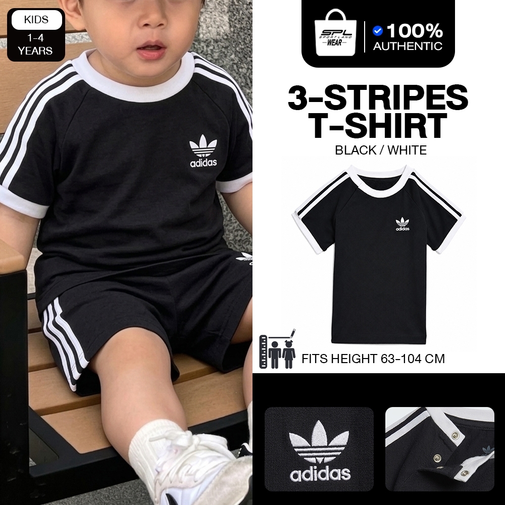 Adidas เสื้อยืดอดิดาส เสื้อยืด สำหรับเด็ก สีดำ OG I T-Shirt 3-Stripes H35545 BK (700) EOSS