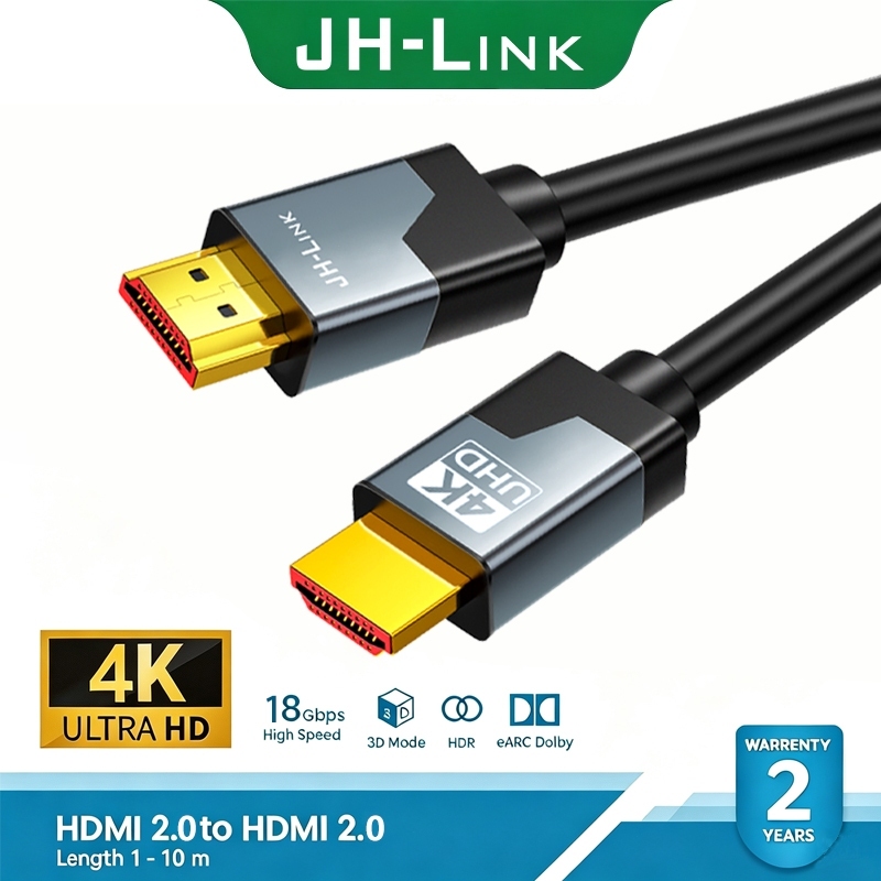 JH-link อะแดปเตอร์สาย HDMI 4K/60Hz HDMI 2.0 สำหรับ PC TV Xiaomi Mi Box PS4