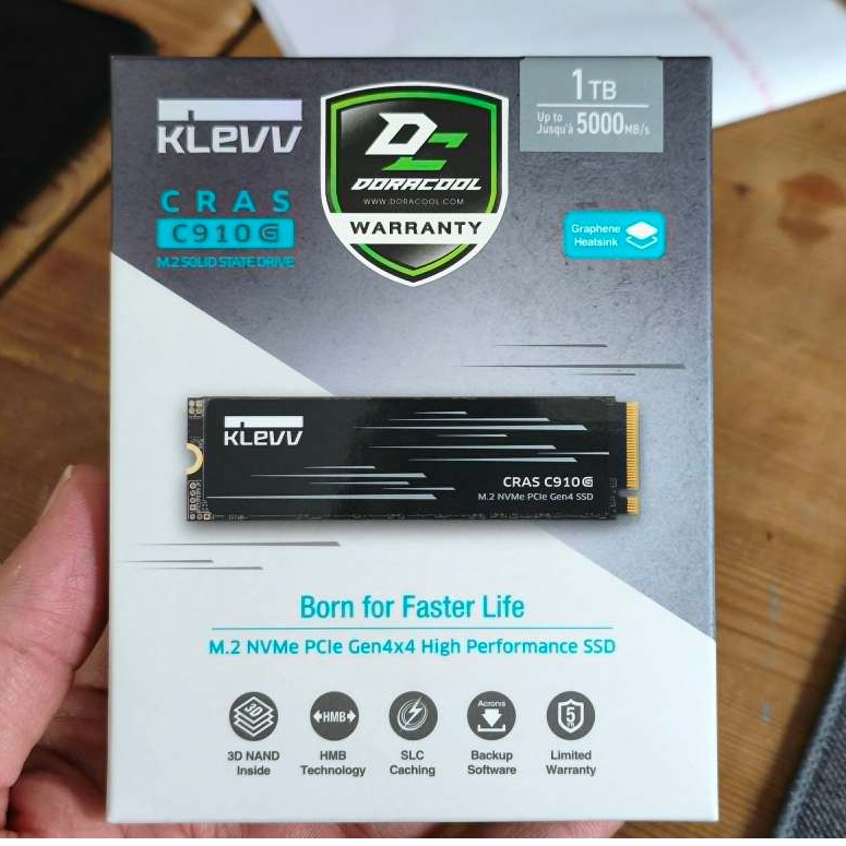 1 TB SSD (เอสเอสดี) KLEVV CRAS C910G - PCIe 4x4 NVMe M.2 2280 ของใหม่มือ1 ไม่แกะซีล ประกันศูนย์ไทย เ