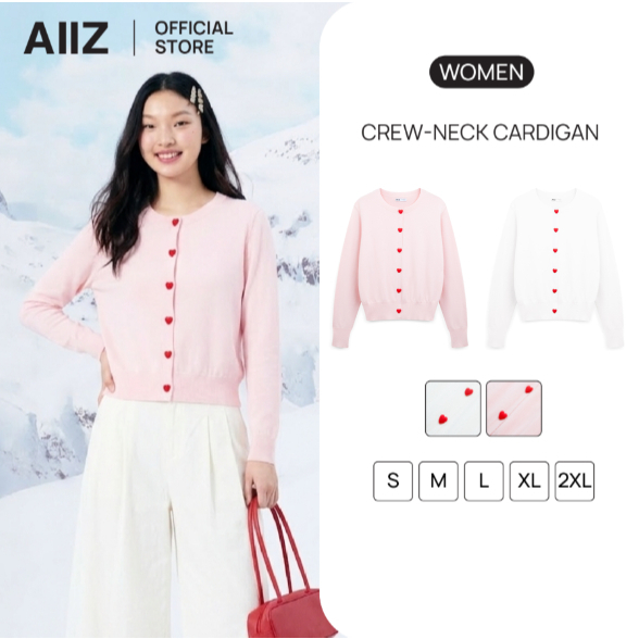 AIIZ เสื้อคาร์ดิแกนผู้หญิงคอกลม AIIZ Women's Crew-Neck Cardigan