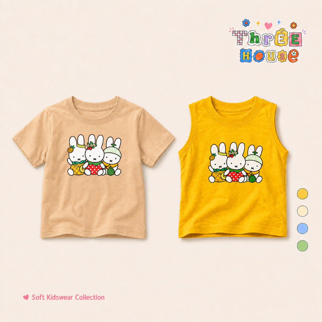 เสื้อยืดเด็ก Unisex ผ้า Cotton 100% ลาย Miffy น่ารัก เสื้อเด็กชาย เสื้อเด็กหญิง นุ่ม ใส่สบาย