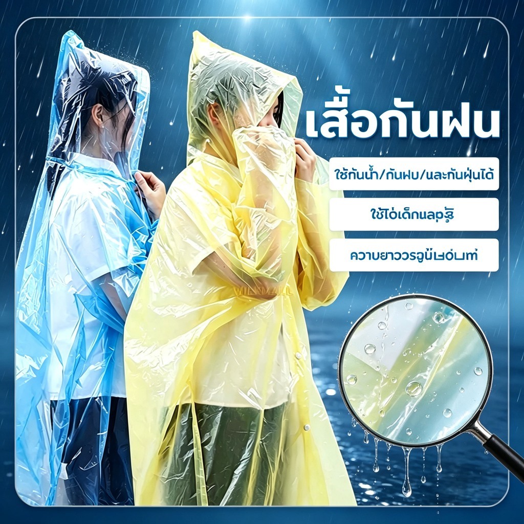เสื้อกันฝนพกพาสะดวก ใช้ครั้งเดียว คุณภาพสูง หนาแน่นทนทาน กันน้ำ เหมาะกับการเดินทางท่องเที่ยวกลางแจ้ง