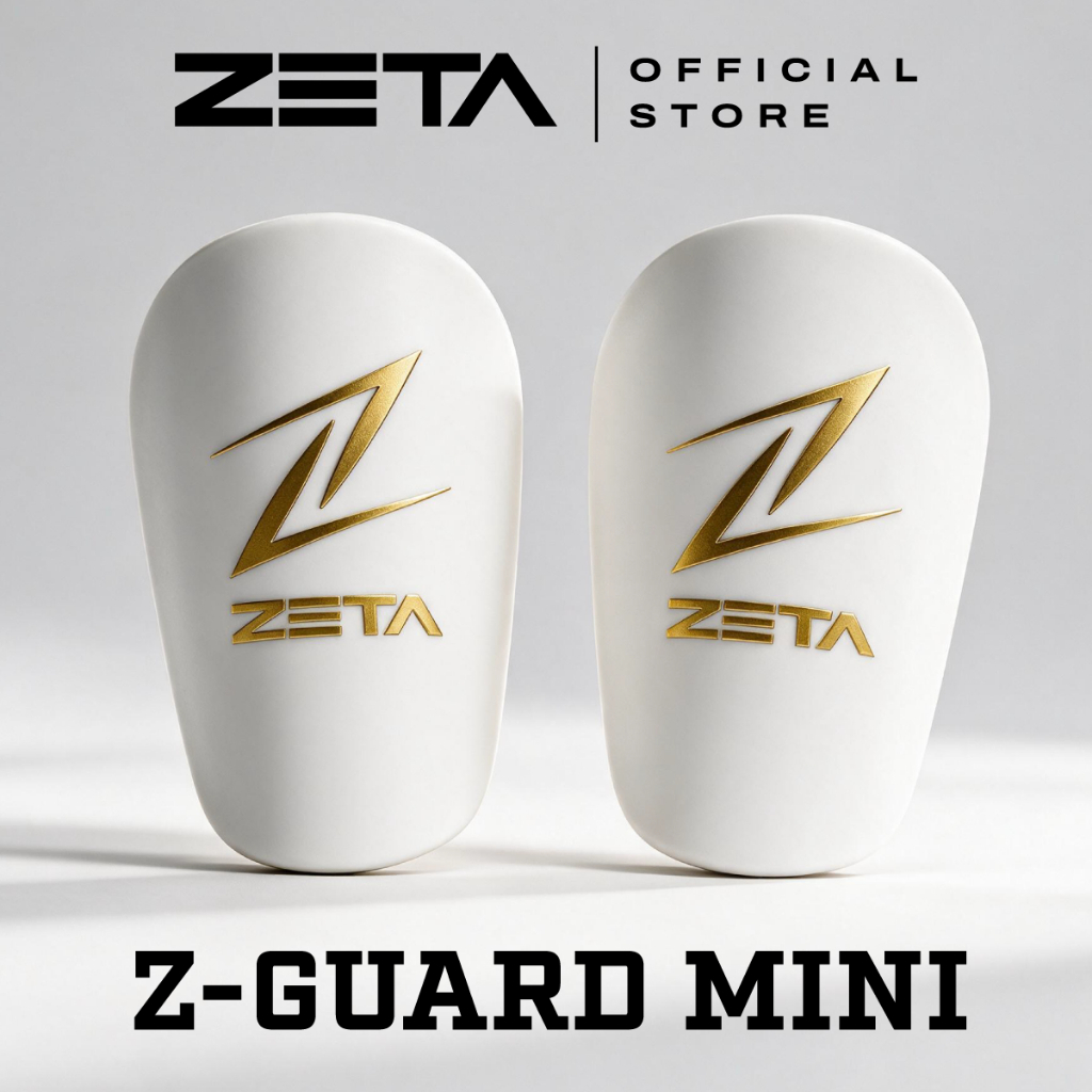 ZETA ซีต้า สนับแข้งฟุตบอล รุ่น Z-GUARD MINI ขนาด 6 x 10 cm สีขาว/ทอง *กะทัดรัด น้ำหนักเบา คล่องตัวทุกการเคลื่อนไหว*