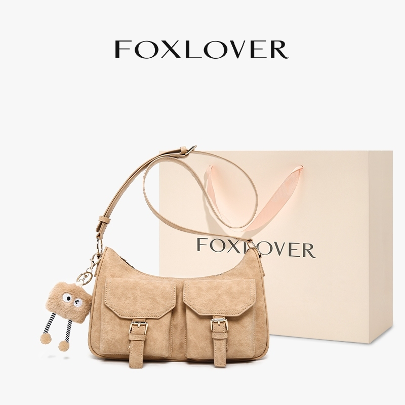 FOXLOVER حقيبة كروس نسائية فينتج متعددة الجيوب