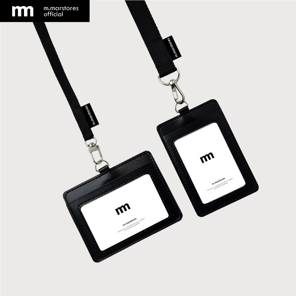 𝗟𝗘𝗔𝗧𝗛𝗘𝗥 𝗖𝗔𝗥𝗗 + 𝗦𝗧𝗥𝗔𝗣 𝟵𝟬 𝗖𝗠. [มีบริการสกรีนชื่อ] ที่ใส่บัตรแบบหนัง + สาย 90 cm. สามารถใส่บัตรได้ 2 ใบ