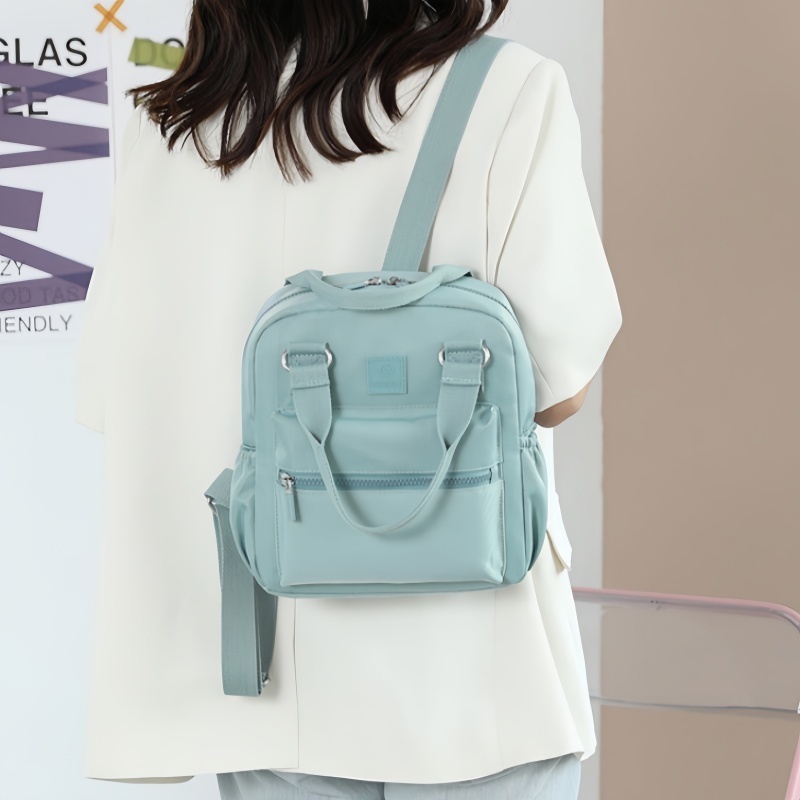 กระเป๋าเป้สไตล์เกาหลี สีเรียบ น้ำหนักเบา หลายช่อง ผ้านีลอน แฟชั่น เทรนด์ สไตล์ลิสึ่ม