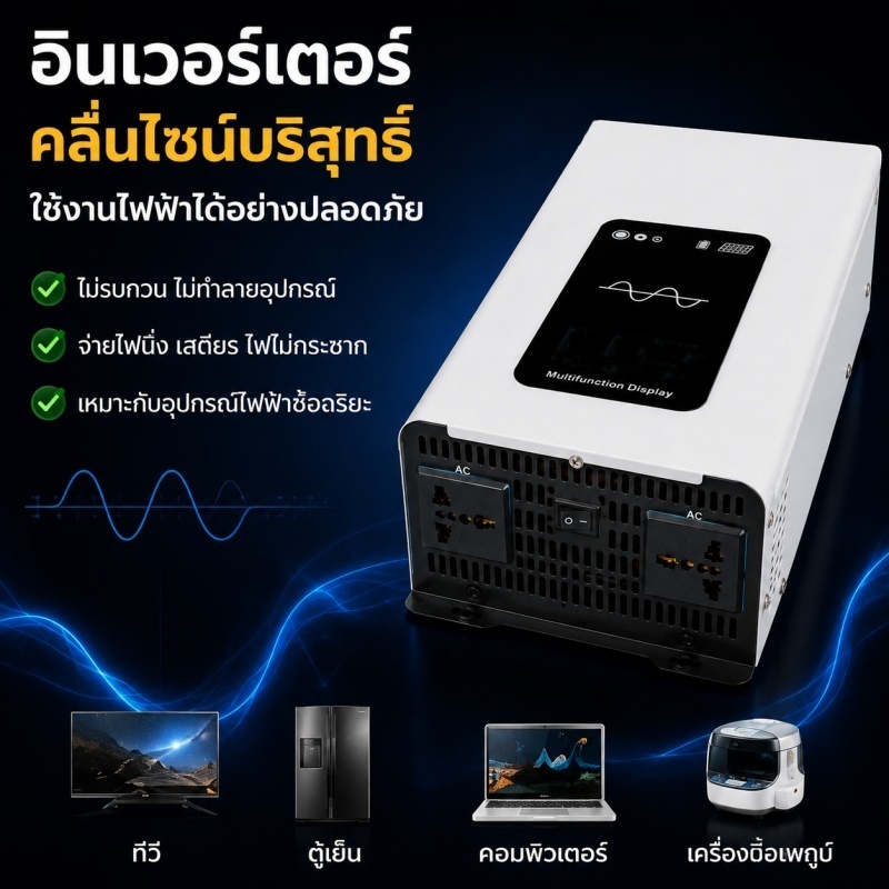 อินเวอร์เตอร์เพียวซายเวฟ 3500w/5000/6000W รุ่น12v/24VตัวแปลงไฟDC TO AC220V Inverter pure sine wave